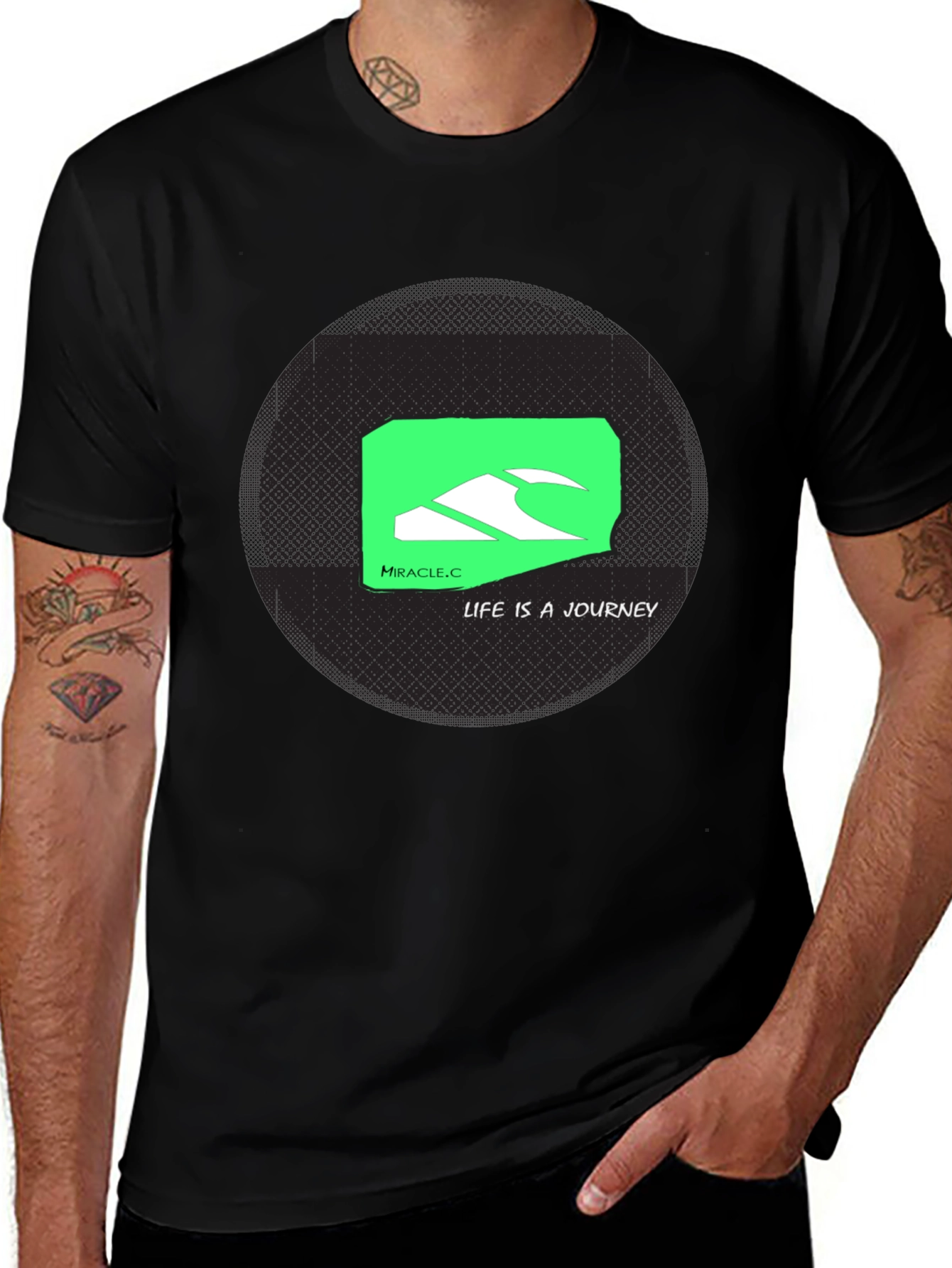 Miracle.C Life Journey Black Graphic Tee