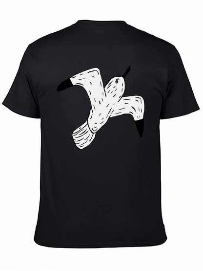 Black T-Shirt with White Flying Bird Graphic