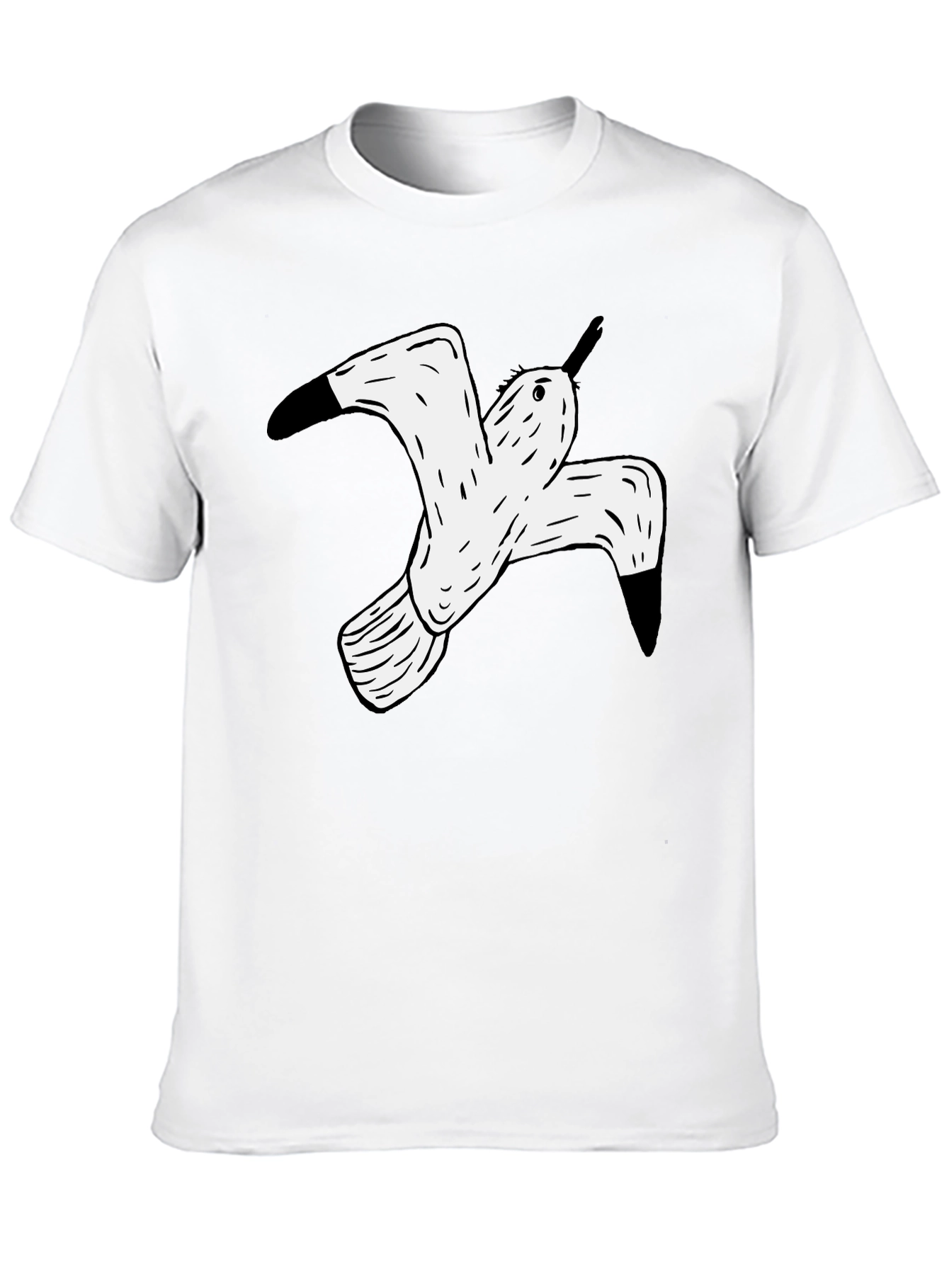 Black T-Shirt with White Flying Bird Graphic