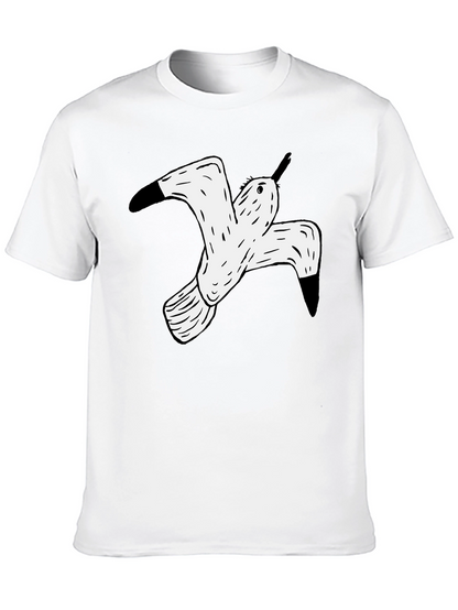 Black T-Shirt with White Flying Bird Graphic