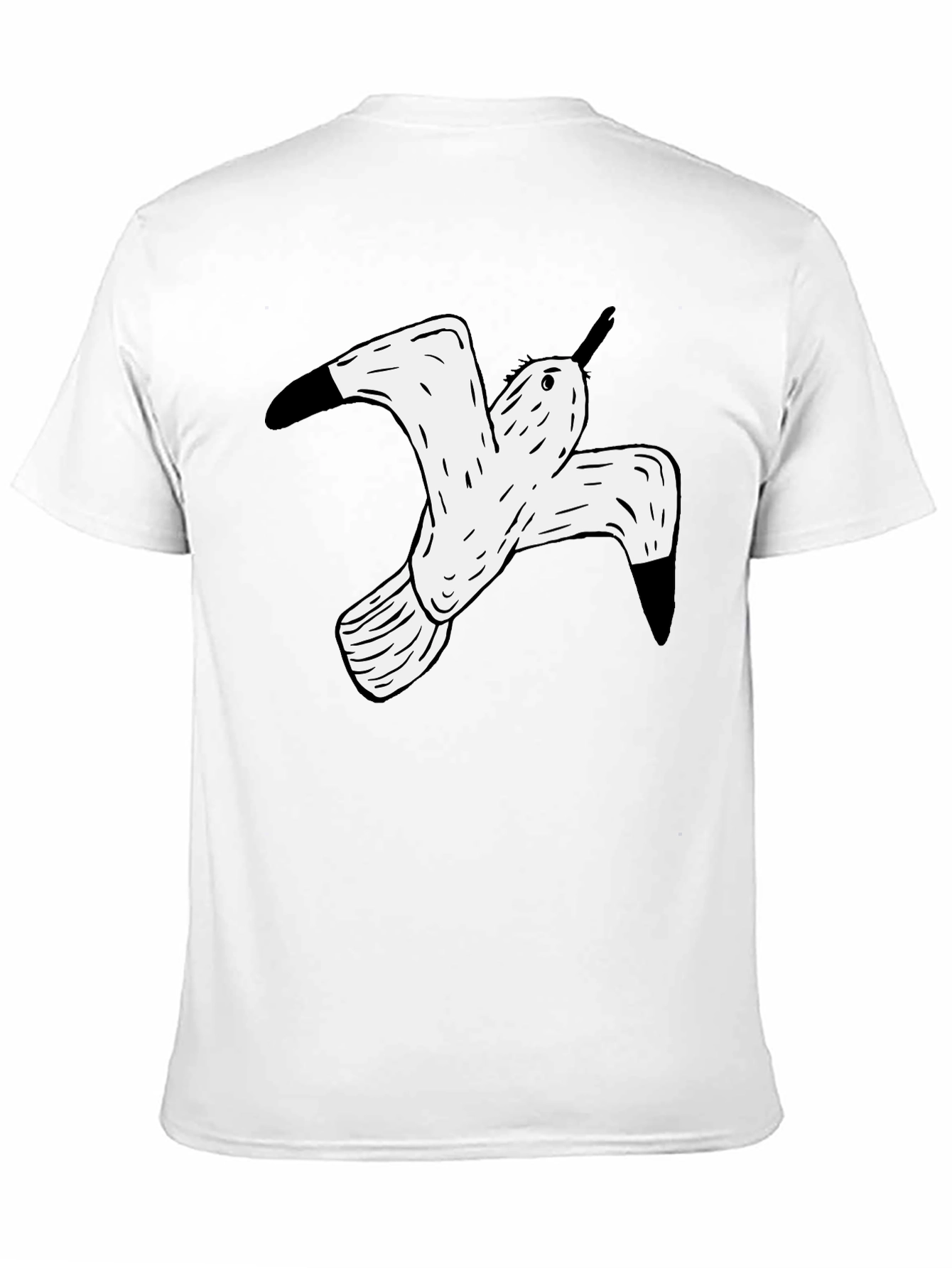 Black T-Shirt with White Flying Bird Graphic