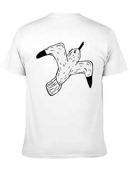 Black T-Shirt with White Flying Bird Graphic