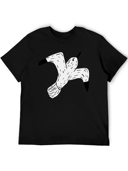 Black T-Shirt with White Flying Bird Graphic