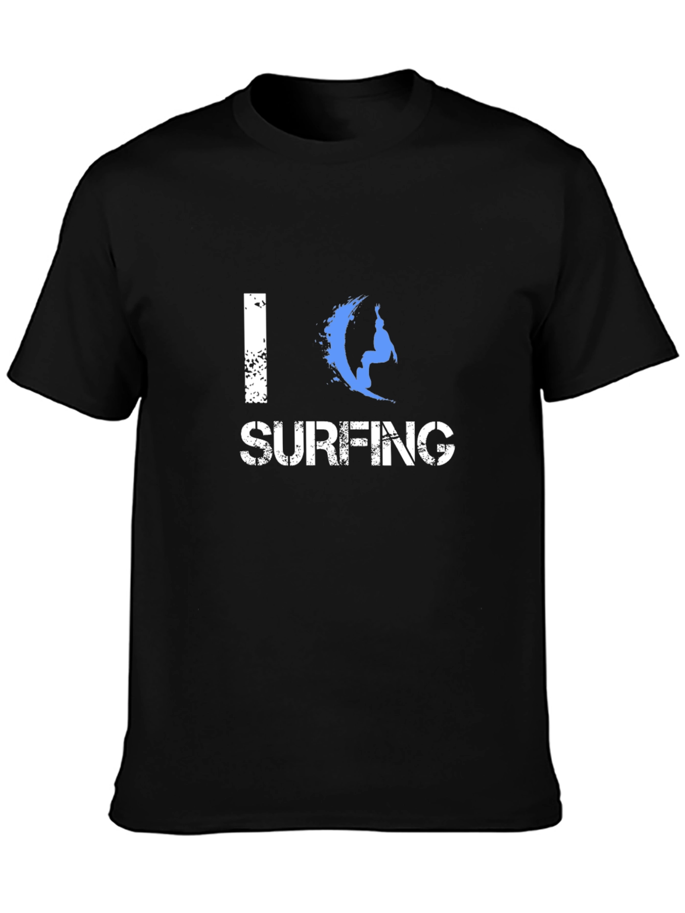 I Love Surfing Graphic Black T-Shirt
