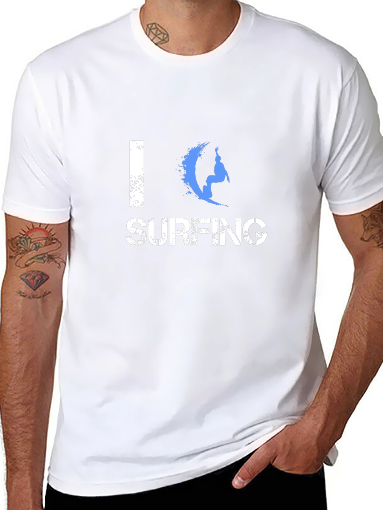I Love Surfing Graphic Black T-Shirt