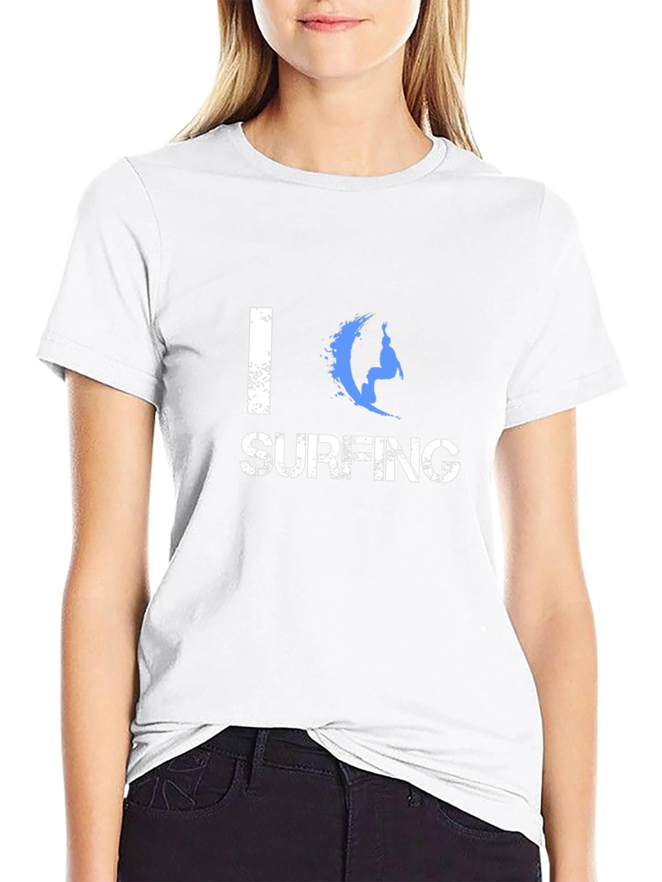 I Love Surfing Graphic Black T-Shirt