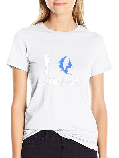I Love Surfing Graphic Black T-Shirt