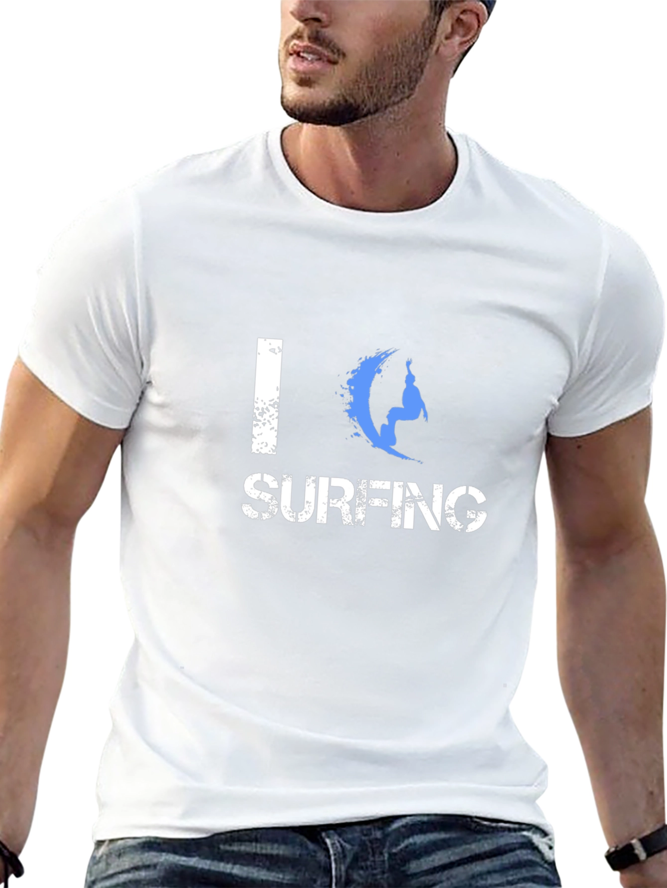 I Love Surfing Graphic Black T-Shirt