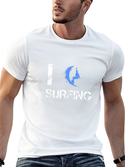 I Love Surfing Graphic Black T-Shirt