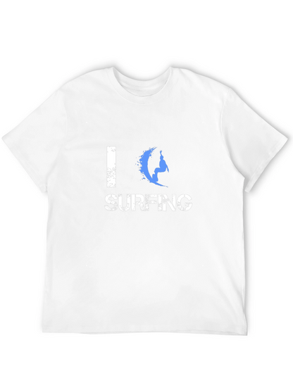I Love Surfing Graphic Black T-Shirt