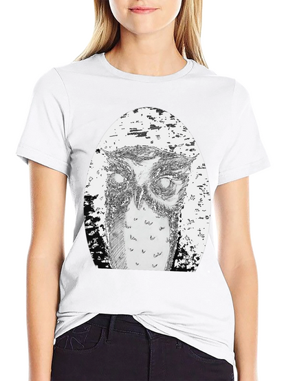 Owl Graphic Tee - Unique Hand Drawn Design