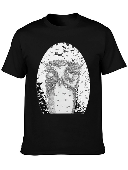 Owl Graphic Tee - Unique Hand Drawn Design