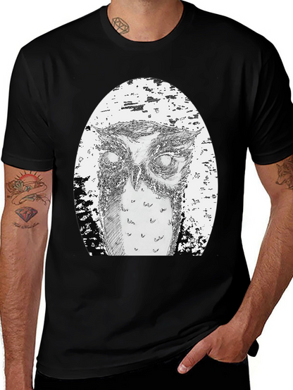 Owl Graphic Tee - Unique Hand Drawn Design