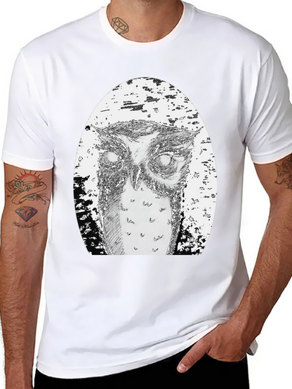 Owl Graphic Tee - Unique Hand Drawn Design