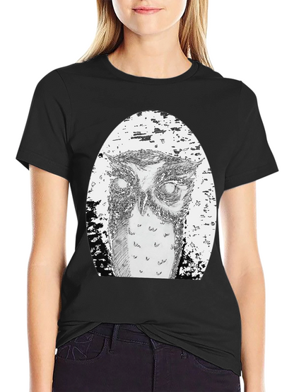 Owl Graphic Tee - Unique Hand Drawn Design