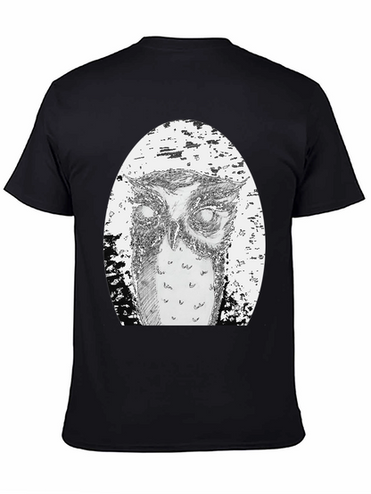 Owl Graphic Tee - Unique Hand Drawn Design