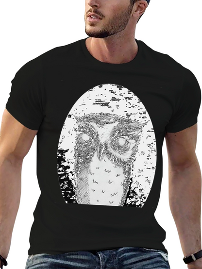Owl Graphic Tee - Unique Hand Drawn Design