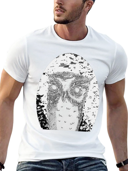 Owl Graphic Tee - Unique Hand Drawn Design
