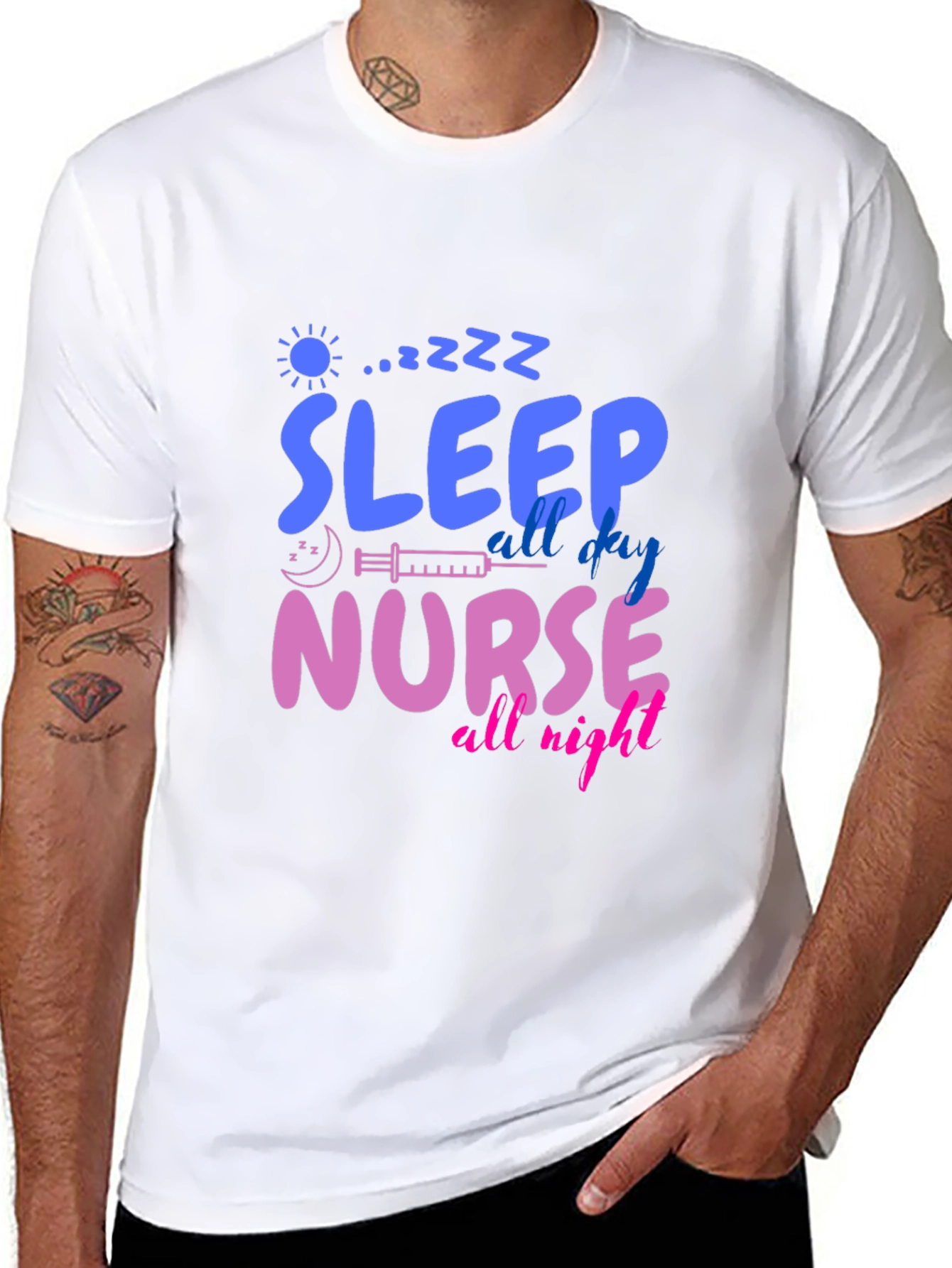 Sleep All Day Nurse All Night Graphic T-Shirt