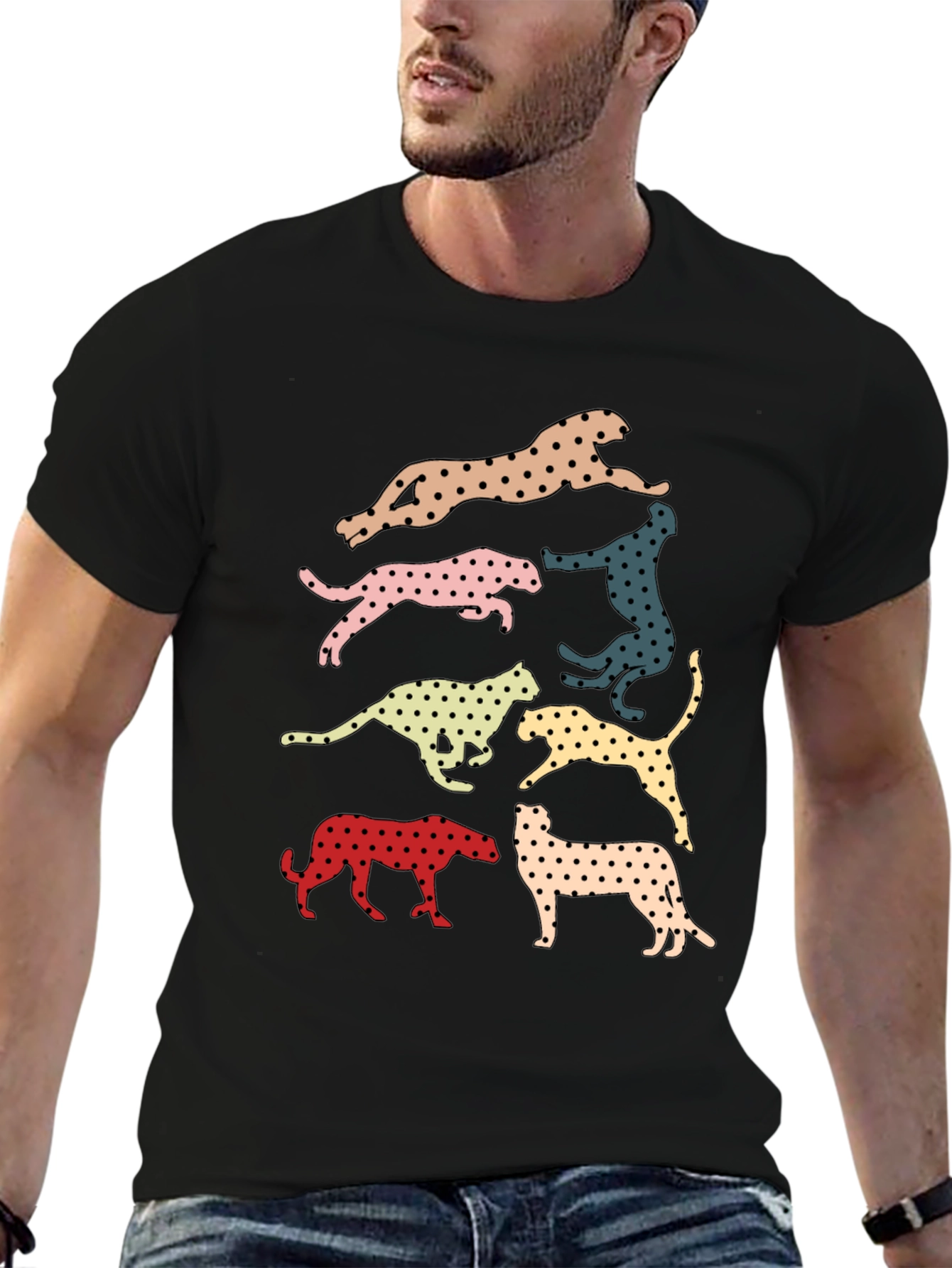 Retro Leopard Print Crew Neck T-Shirt