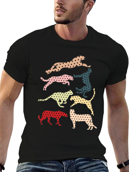 Retro Leopard Print Crew Neck T-Shirt