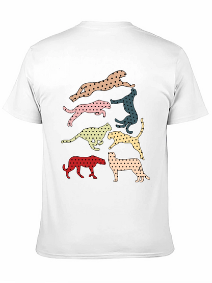 Retro Leopard Print Crew Neck T-Shirt