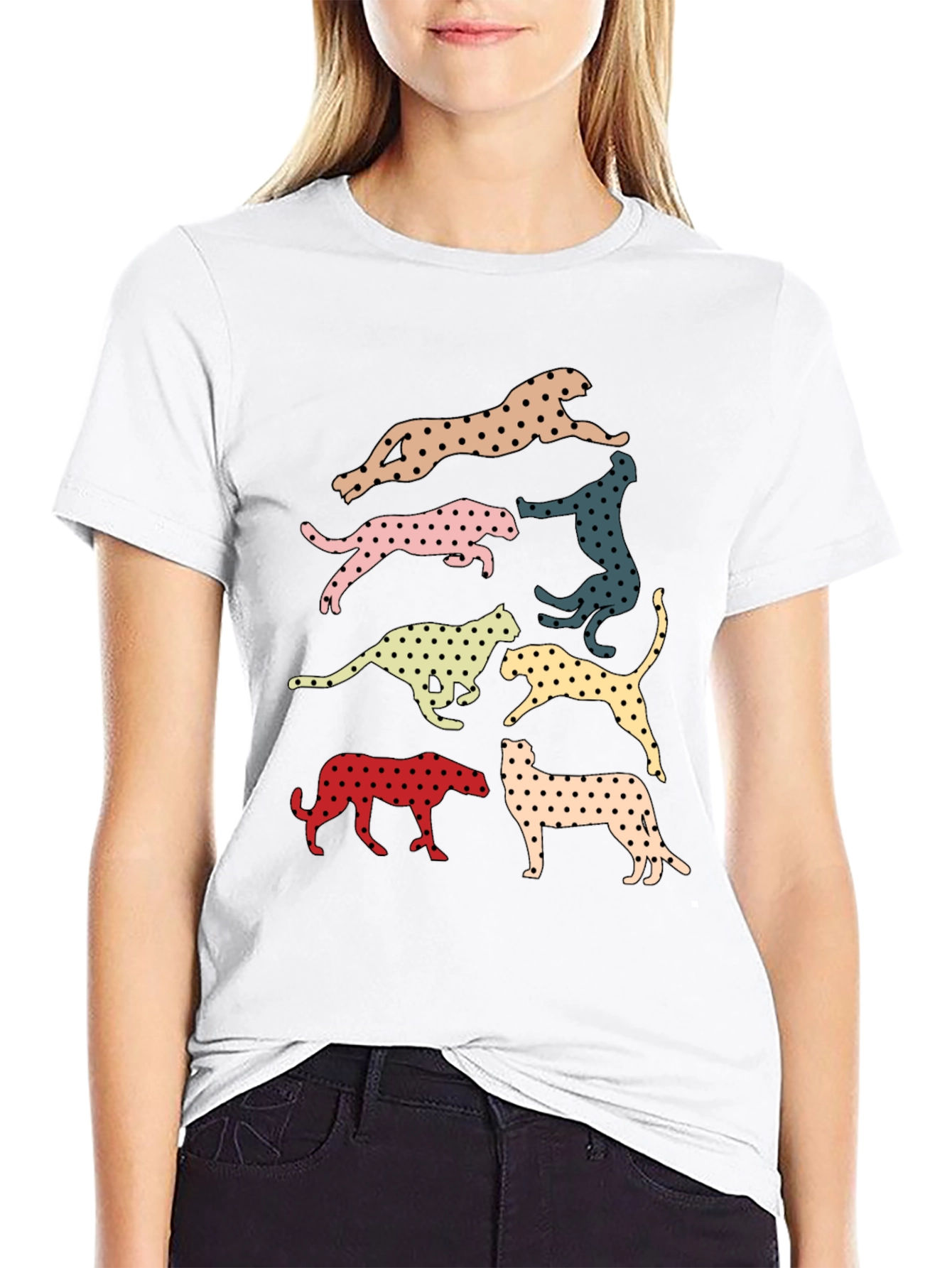 Retro Leopard Print Crew Neck T-Shirt