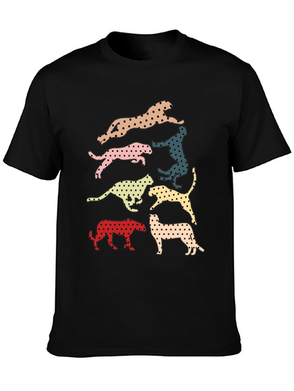 Retro Leopard Print Crew Neck T-Shirt