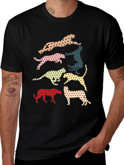 Retro Leopard Print Crew Neck T-Shirt