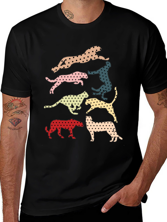 Retro Leopard Print Crew Neck T-Shirt