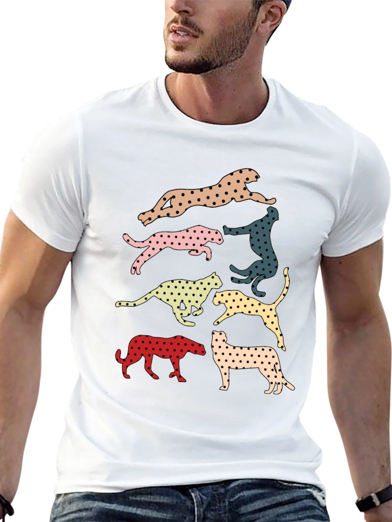 Retro Leopard Print Crew Neck T-Shirt