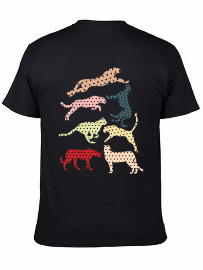 Retro Leopard Print Crew Neck T-Shirt