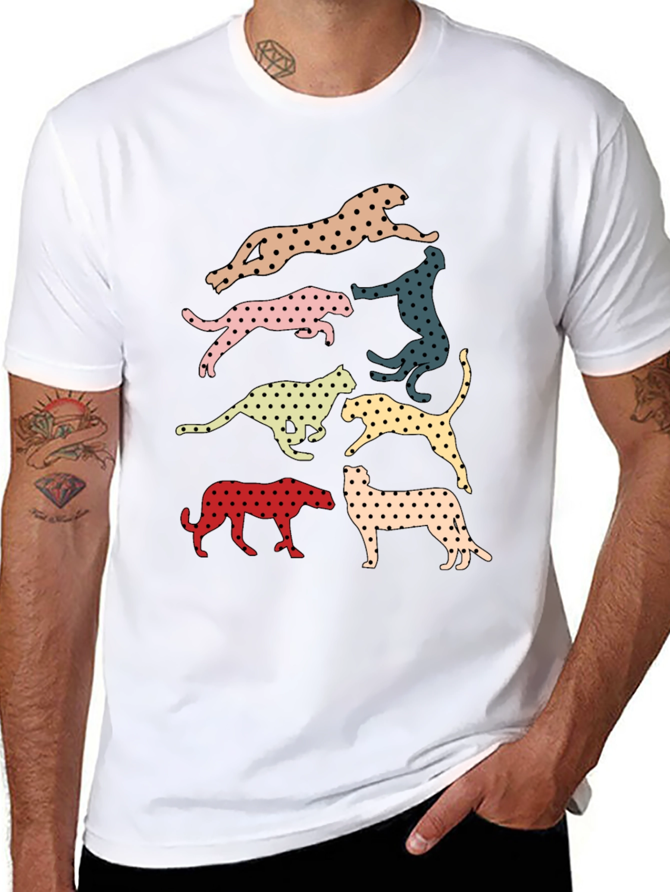 Retro Leopard Print Crew Neck T-Shirt