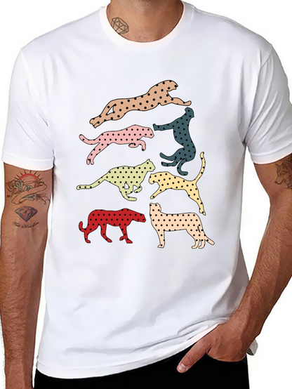 Retro Leopard Print Crew Neck T-Shirt