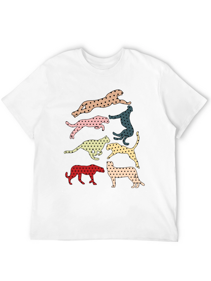 Retro Leopard Print Crew Neck T-Shirt