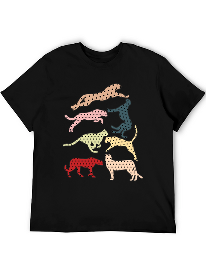 Retro Leopard Print Crew Neck T-Shirt