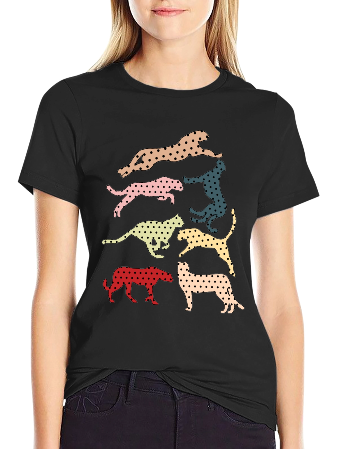 Retro Leopard Print Crew Neck T-Shirt