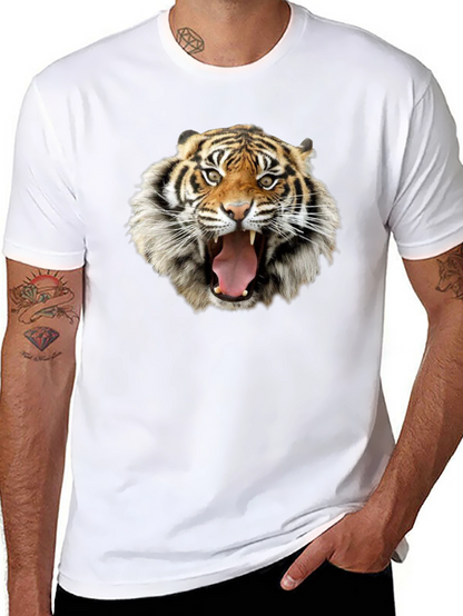 Tiger Face Graphic Print Black T-Shirt