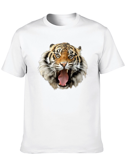 Tiger Face Graphic Print Black T-Shirt