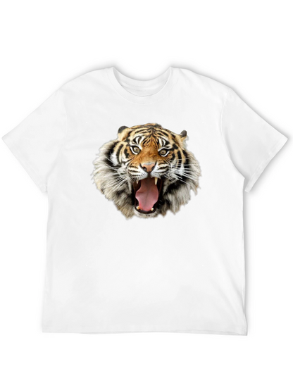 Tiger Face Graphic Print Black T-Shirt