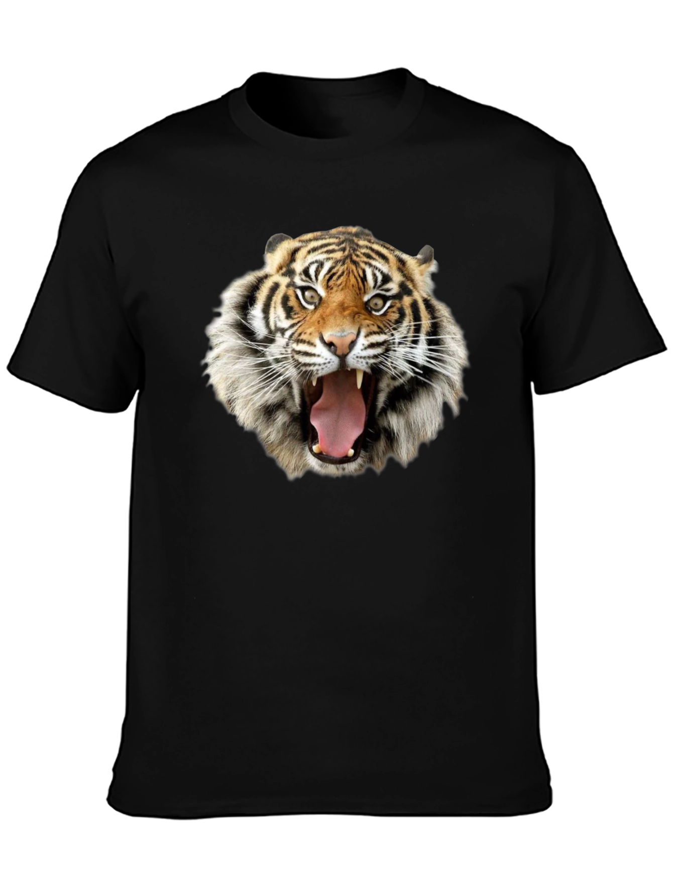 Tiger Face Graphic Print Black T-Shirt