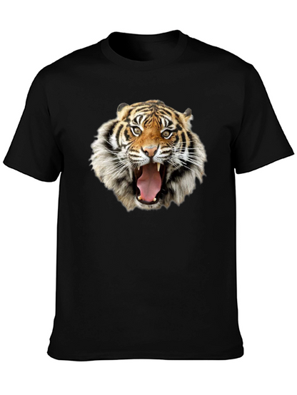 Tiger Face Graphic Print Black T-Shirt