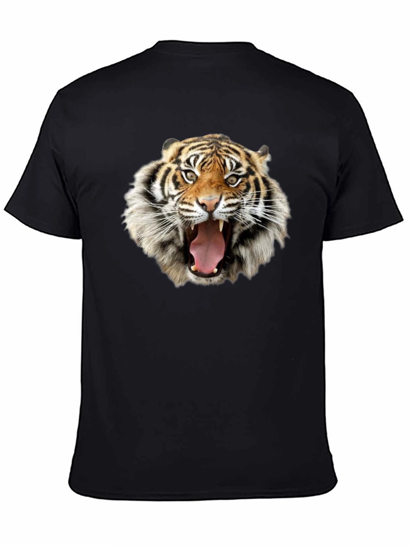 Tiger Face Graphic Print Black T-Shirt