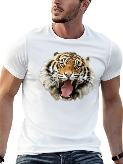 Tiger Face Graphic Print Black T-Shirt