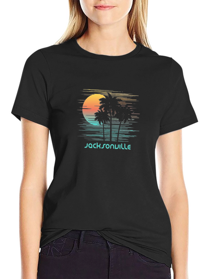 Jacksonville Retro Sunset Palm Tree Graphic Tee