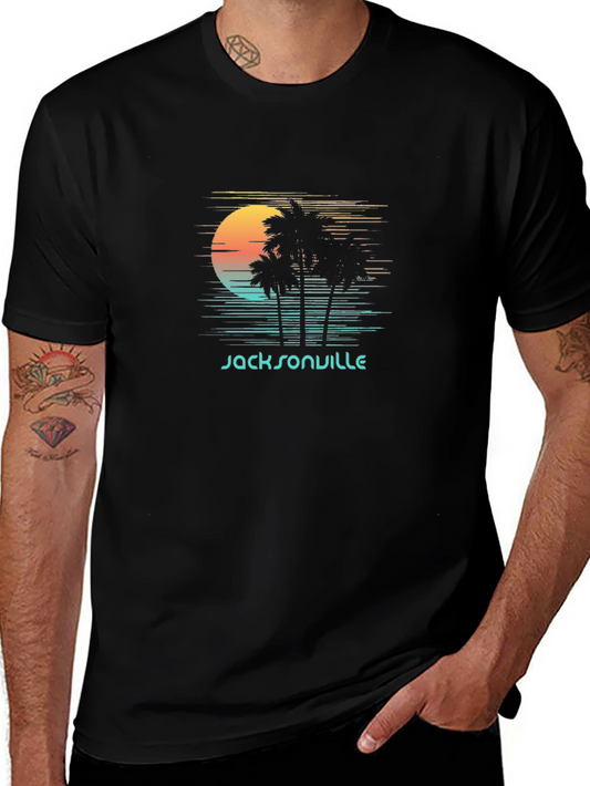 Jacksonville Retro Sunset Palm Tree Graphic Tee