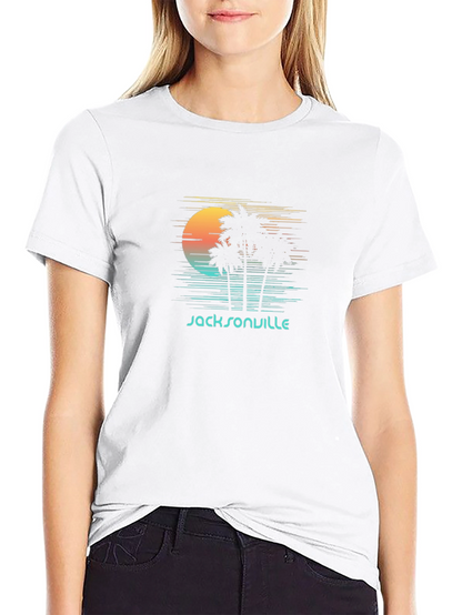 Jacksonville Retro Sunset Palm Tree Graphic Tee