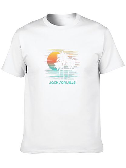 Jacksonville Retro Sunset Palm Tree Graphic Tee