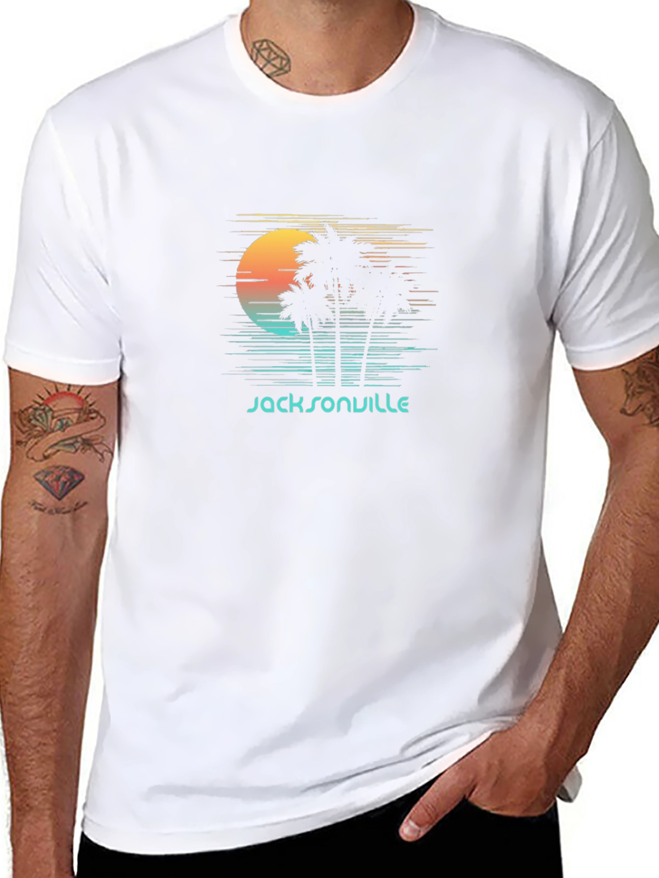Jacksonville Retro Sunset Palm Tree Graphic Tee