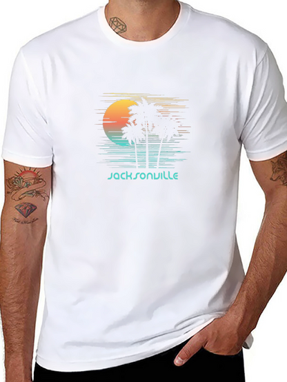 Jacksonville Retro Sunset Palm Tree Graphic Tee